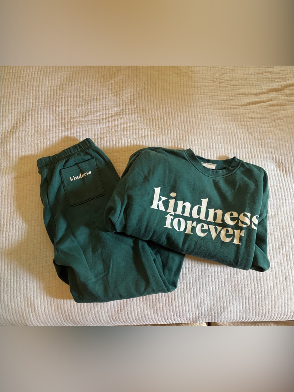 Universal Thread Dark Green 'Kindness Forever' Sweatshirt & Joggers